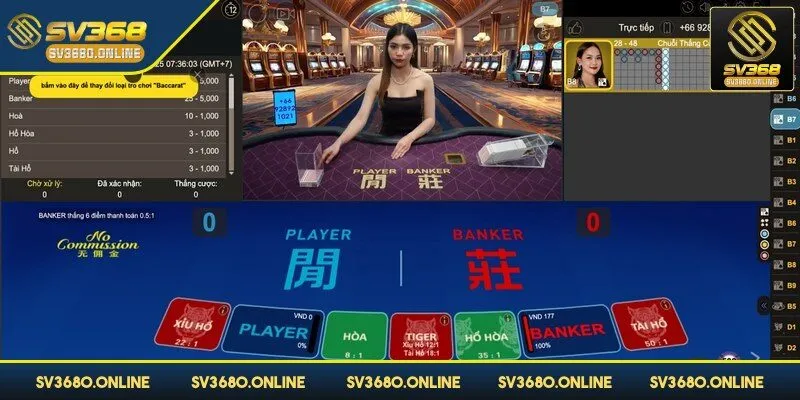 Live Casino SV368 - Dịch vụ cá cược đẳng cấp hàng đầu 2 Các bàn chơi livestream với sự xuất hiện của dealer
